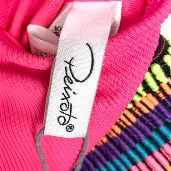 Peixoto Womens One Shoulder 2 Piece Bikini Swim Suit Pink Ribbed Fabric Trim XL - Picture 7 of 15